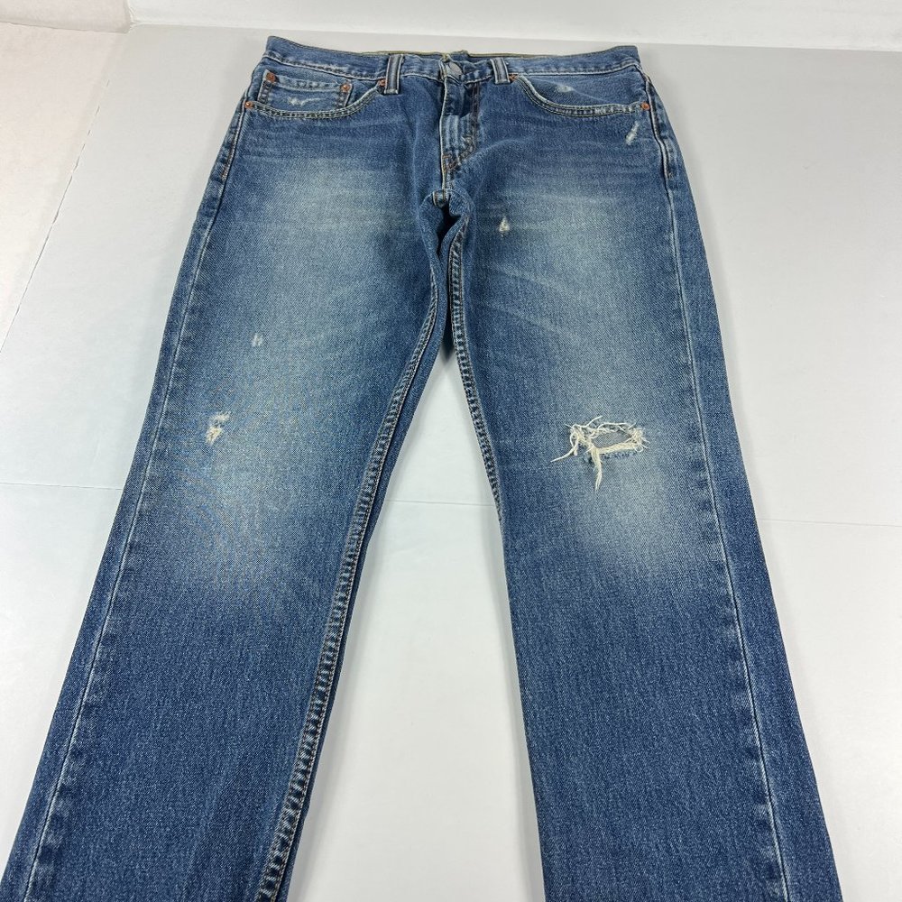 Levi's Jeans Mens 32X30* 511 Slim Blue Faded Whiskers Distressed Denim Tag 34x32